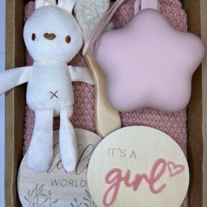 hand knit blanket swaddle gift box (blue)