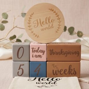 Wooden Milestone Block Set - Blue