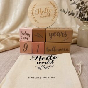 Wooden Milestone Block Set - Pink