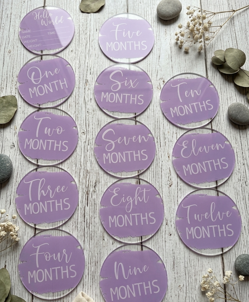 Milestones acrylic discs lilac color