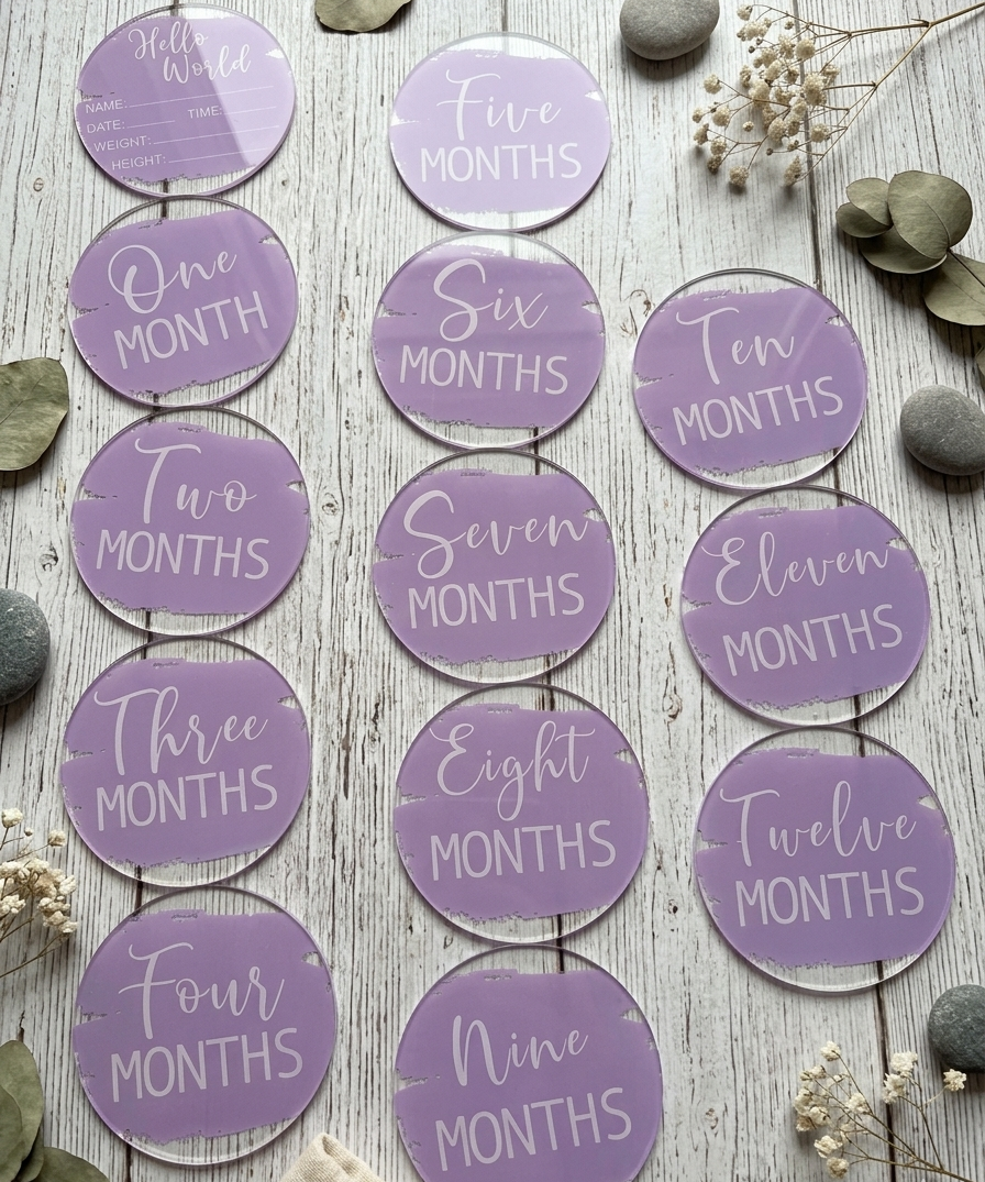 Milestones acrylic discs lilac color - Image 2