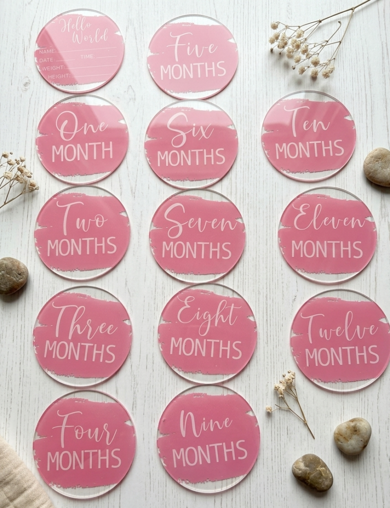 Milestones acrylic discs pink Color