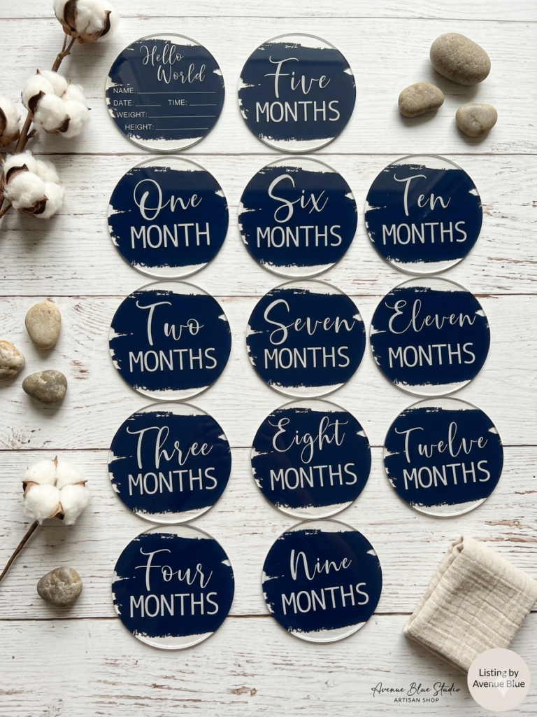 Milestones acrylic discs Navy Color